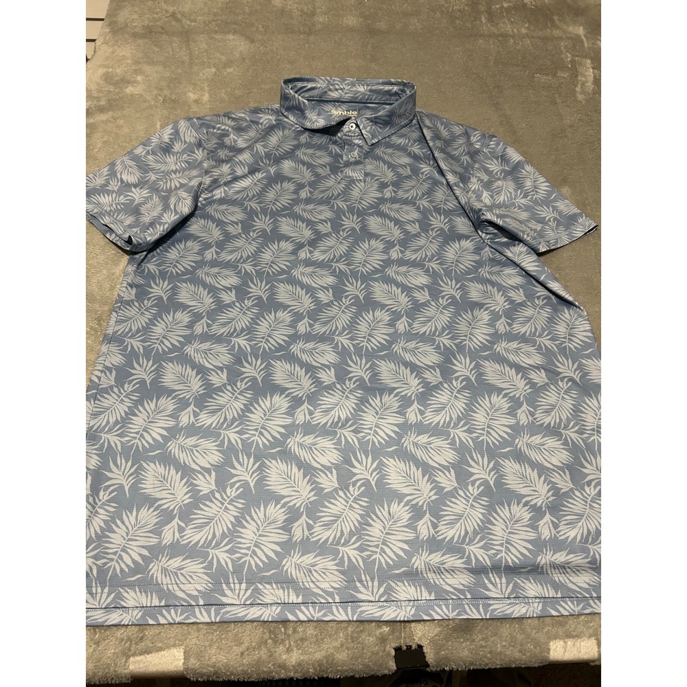 Amble polo shirt blue casual mens‎ performance floral size 2XL golf